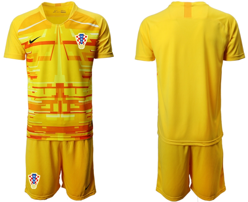 Cheap Men 2021 European Cup Croatia yellow goalkeeper Soccer Jerseys1